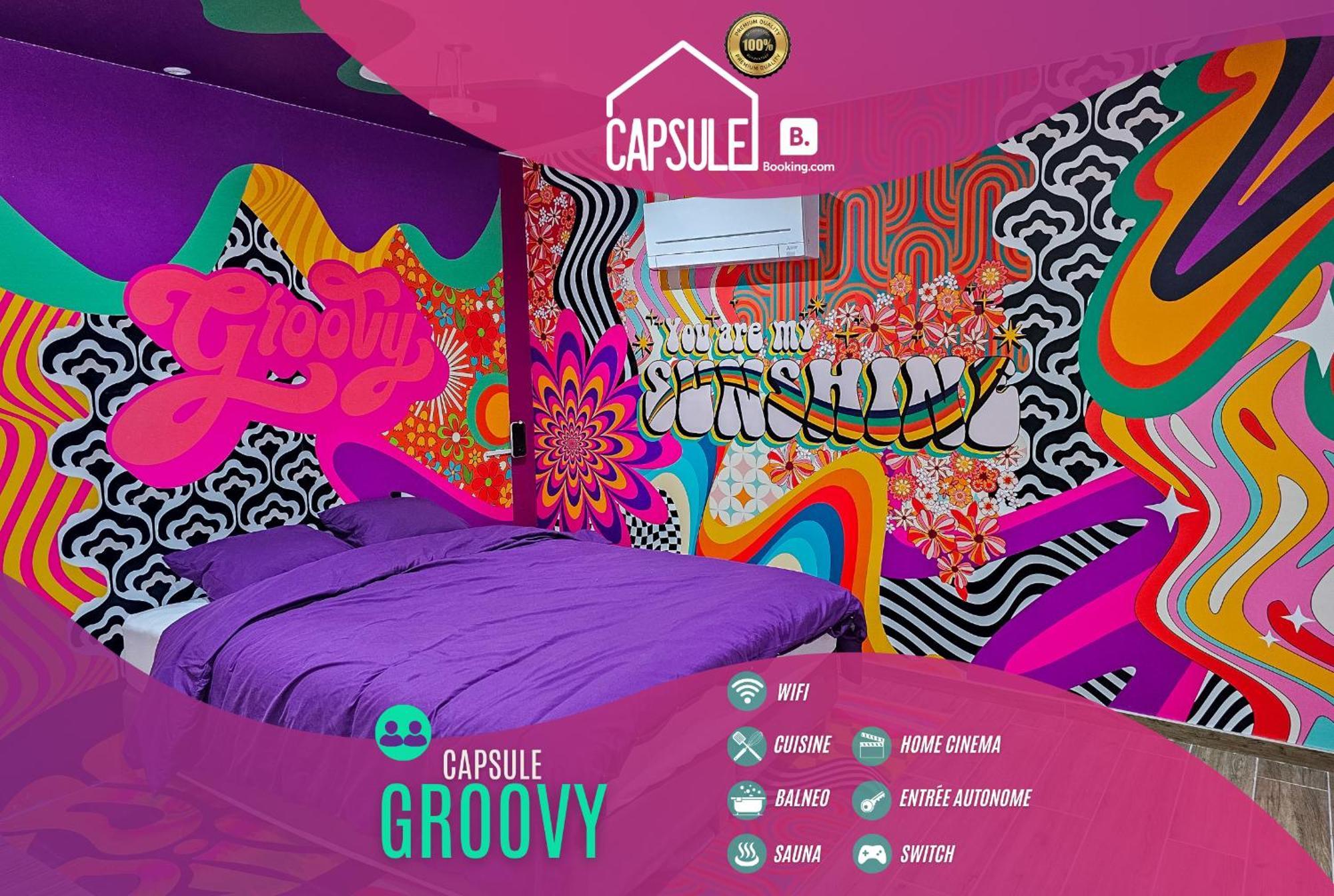 Capsule Groovy-Jacuzzi-Sauna-Billard-Netflix- Nintendo Switch & Jeux Mons Exteriör bild